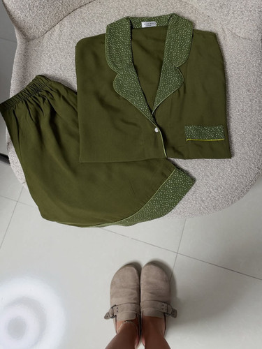 ست تیشرت شلوارک سبز ساده سایز M,L,XL